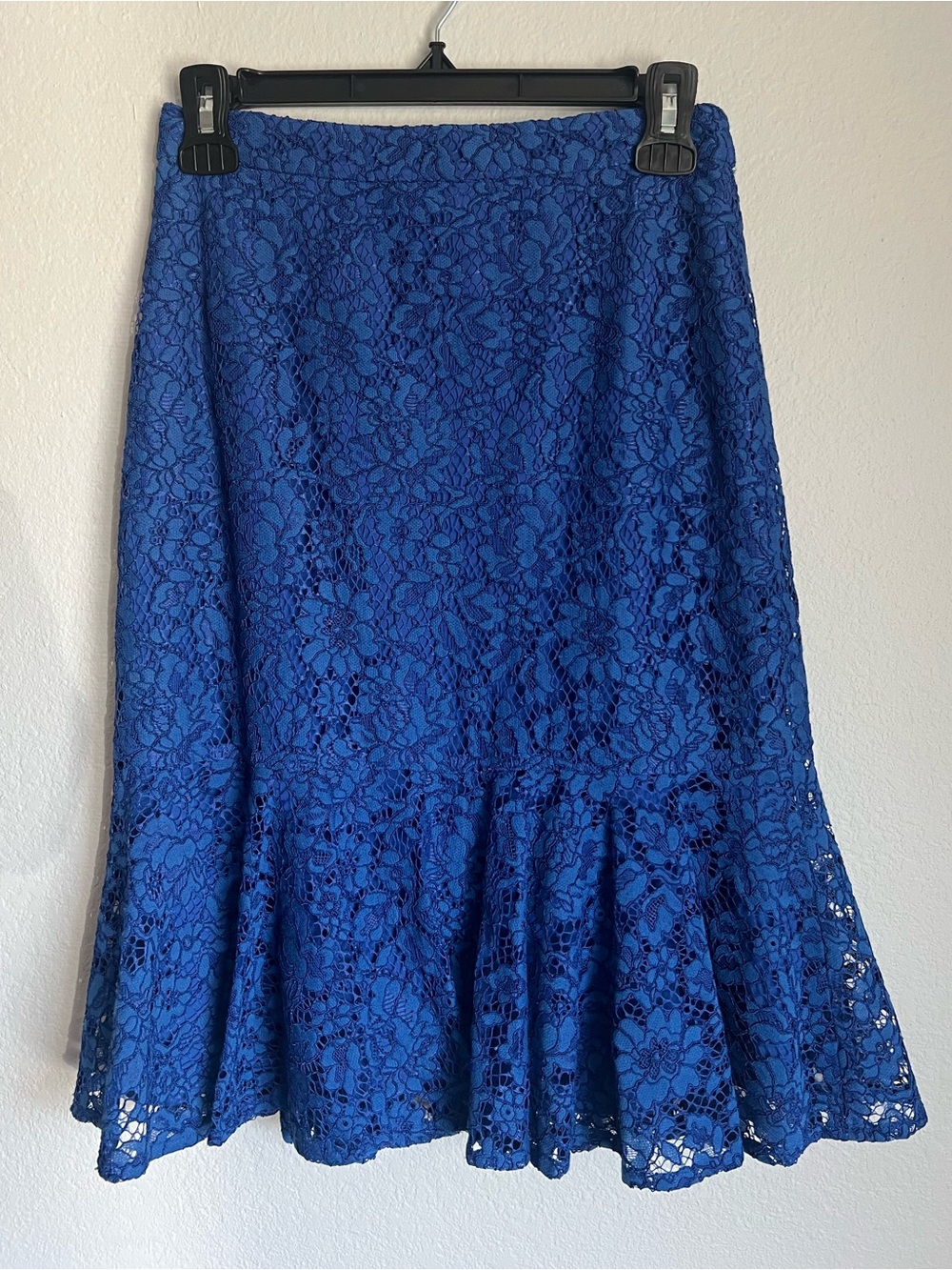 J Crew Blue Lace Flounce Hem Skirt, 2P